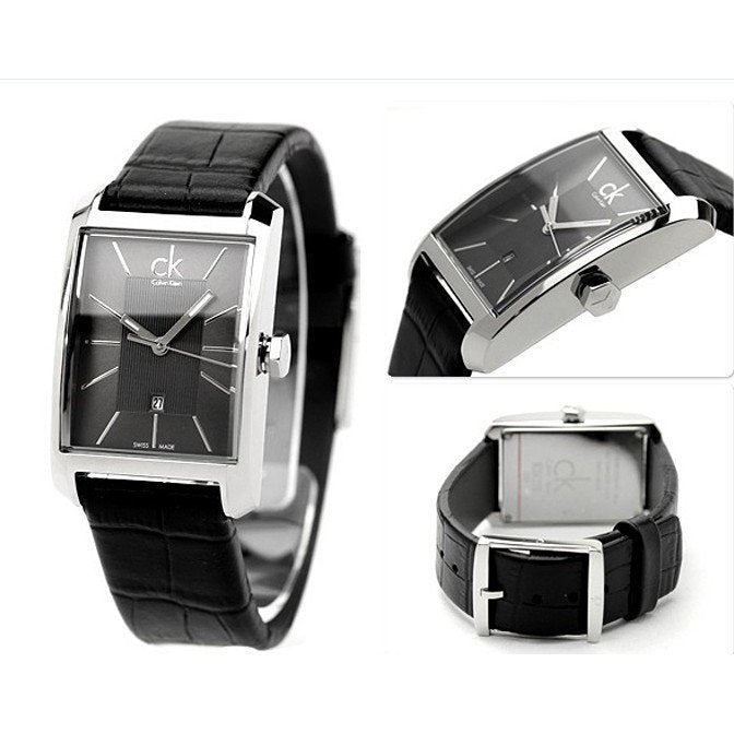  Shop Authentic Calvin Klein Window Black Dial Black Leather Strap Watch for Men - K2M21107 - Luxxuri