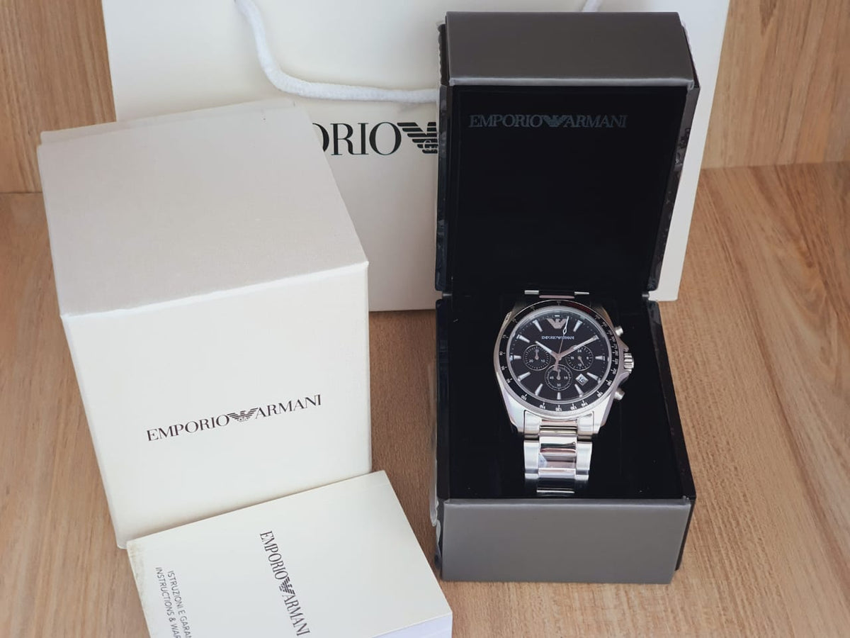  Shop Authentic Emporio Armani Sigma Chronograph Black Dial Silver Steel Strap Watch For Men - AR6098 - Luxxuri