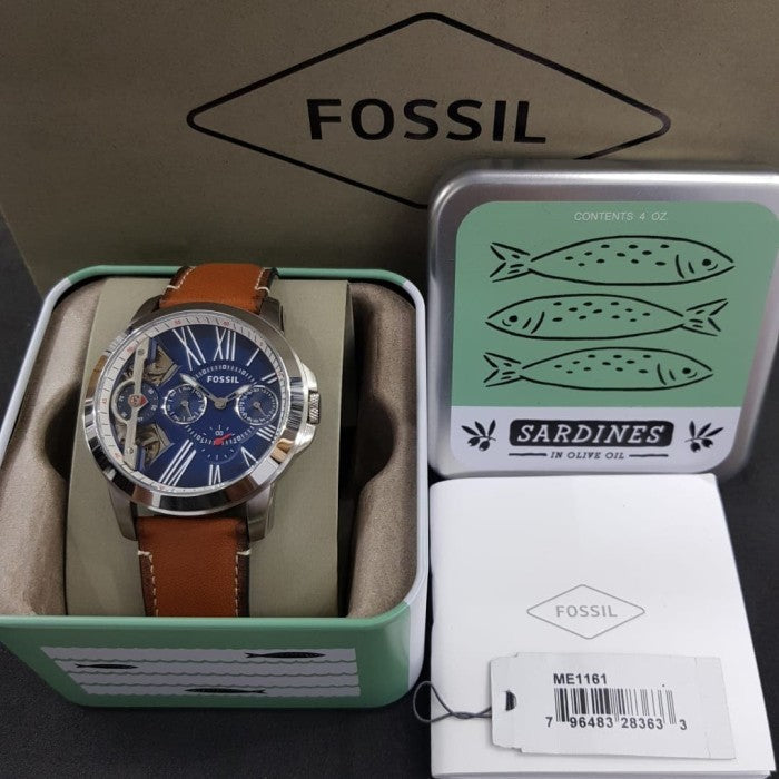  Shop Authentic Fossil Grant Twist Multifunction Blue Dial Brown Leather Strap Watch for Men - ME1161 - Luxxuri