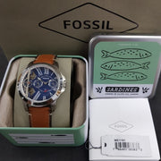  Shop Authentic Fossil Grant Twist Multifunction Blue Dial Brown Leather Strap Watch for Men - ME1161 - Luxxuri