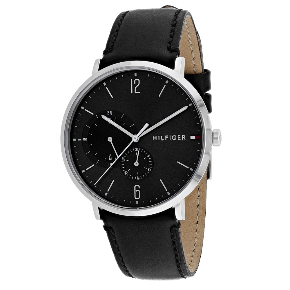  Shop Authentic Tommy Hilfiger Brooklyn Black Dial Black Leather Strap Watch for Men - 1791509 - Luxxuri