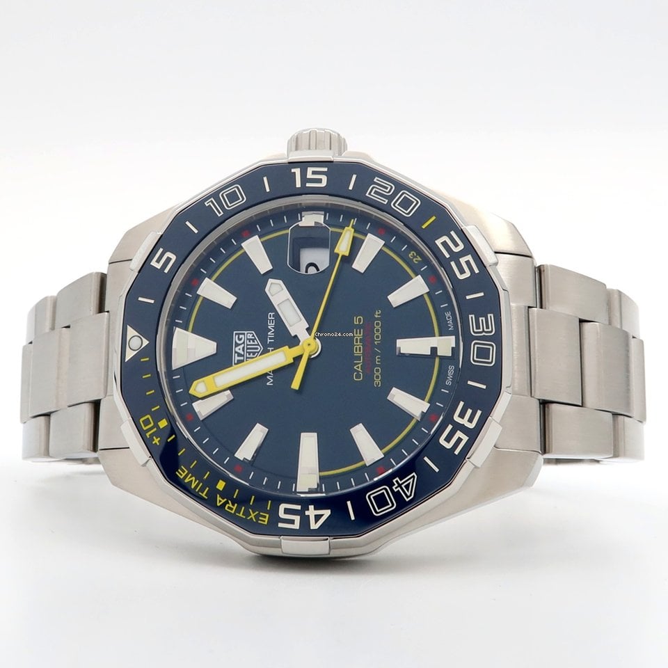  Shop Authentic Tag Heuer Aquaracer Caliber 5 Match Timer Shinji Kagawa Edition Blue Dial Silver Steel Strap Watch for Men - WAY201H.BA0927 - Luxxuri