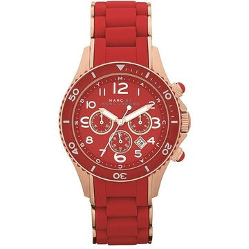  Shop Authentic Marc Jacobs Rock Chronograph Red Dial Red Silicone Strap Watch for Women - MBM2577 - Luxxuri