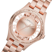  Shop Authentic Marc Jacobs Henry Transparent Rose Gold Dial Rose Gold Steel Strap Watch for Women - MBM3339 - Luxxuri