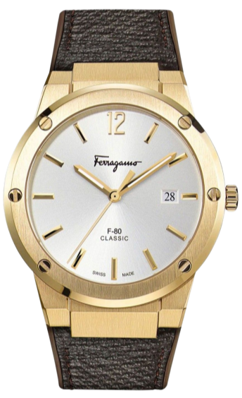 Shop Authentic Salvatore Ferragamo F-80 Classic White Dial Brown Leather Strap Watch for Men - SFDT00819 - Luxxuri