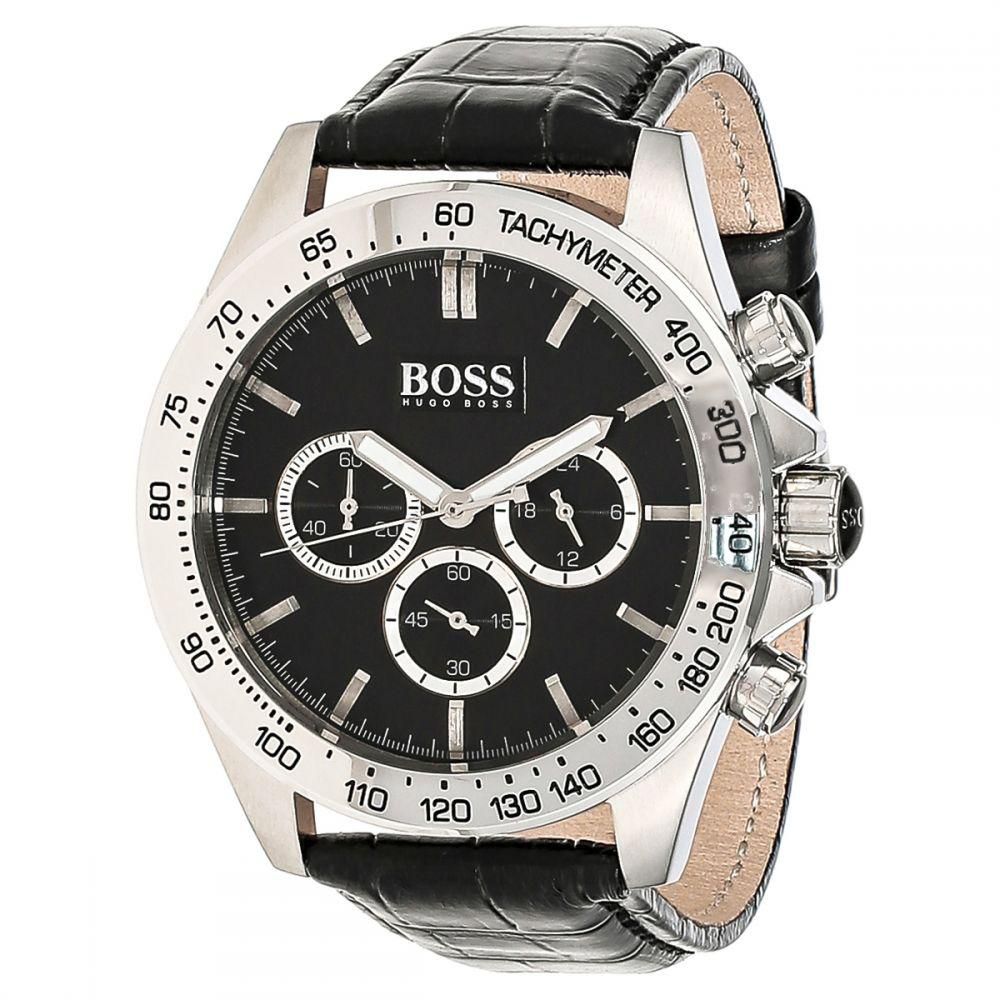  Shop Authentic Hugo Boss Ikon Black Dial Black Leather Strap Watch for Men - 1513178 - Luxxuri