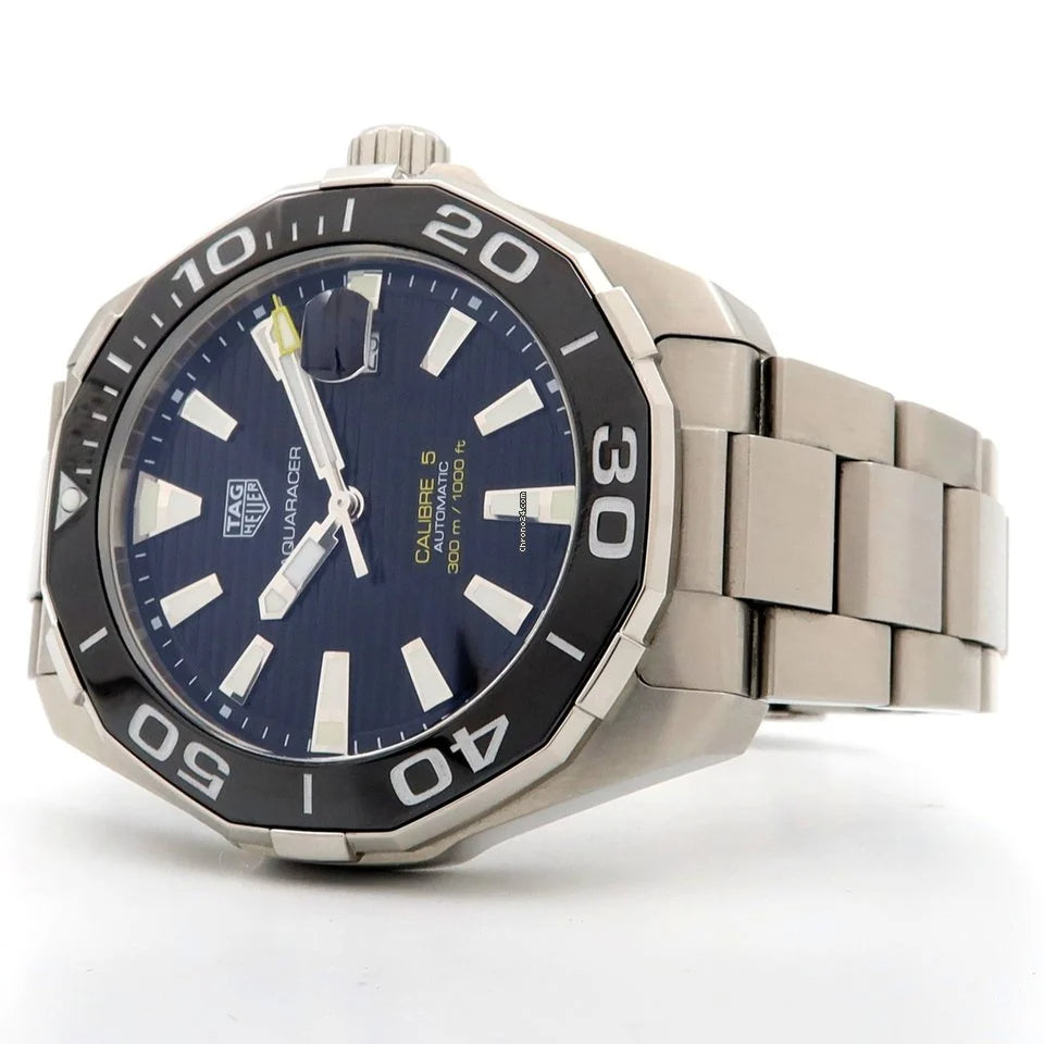  Shop Authentic Tag Heuer Aquaracer Caliber 5 Black Dial Silver Steel Strap Watch for Men - WAY201A .BA0927 - Luxxuri