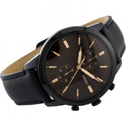  Shop Authentic Fossil Goodwin Chronograph Black Dial Black Leather Strap Watch for Men - FS5585 - Luxxuri