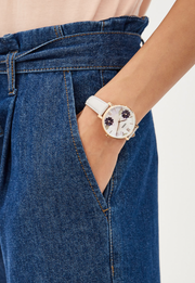  Shop Authentic Fossil Jacqueline Mother of Pearl Dial Grey Leather Strap Watch for Women - ES4672 - Luxxuri