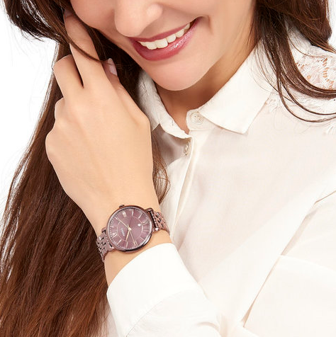  Shop Authentic Fossil Jacqueline Brown Dial Brown Steel Strap Watch for Women - ES4100 - Luxxuri