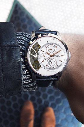  Shop Authentic Fossil Townsman Twist Multifunction White Dial Black Leather Strap Watch for Men - ME1164 - Luxxuri
