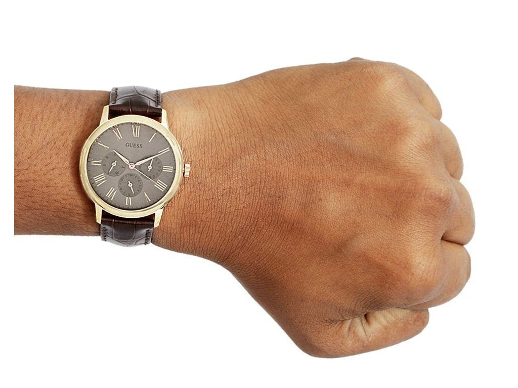  Shop Authentic Guess Wafer Quartz Beige Dial Brown Leather Strap Watch For Men - W0496G1 - Luxxuri