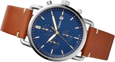  Shop Authentic Fossil The Commuter Blue Dial Brown Leather Strap Watch for Men - FS5401 - Luxxuri