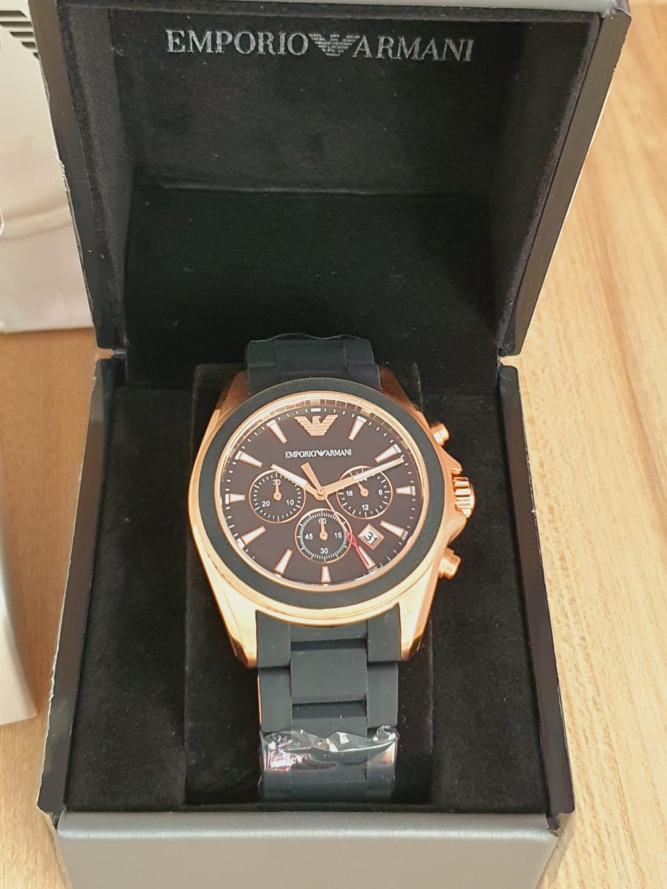  Shop Authentic Emporio Armani Sigma Chronograph Black Dial Black SIlicon Strap Watch For Men - AR6066 - Luxxuri