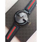  Shop Authentic Gucci Interlocking G XL Black Dial Red & Green Leather Strap Watch For Men - YA133206 - Luxxuri
