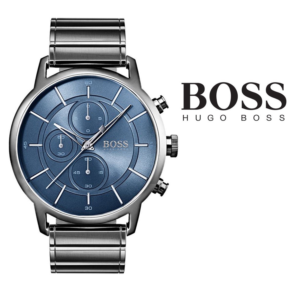  Shop Authentic Hugo Boss Architectural Blue Dial Grey Steel Strap Watch for Men - 1513574 - Luxxuri