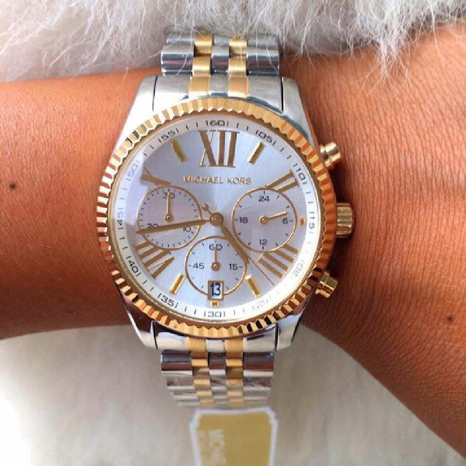  Shop Authentic Michael Kors Lexington Silver Dial Two Tone Steel Strap Watch for Women - MK5955 - Luxxuri
