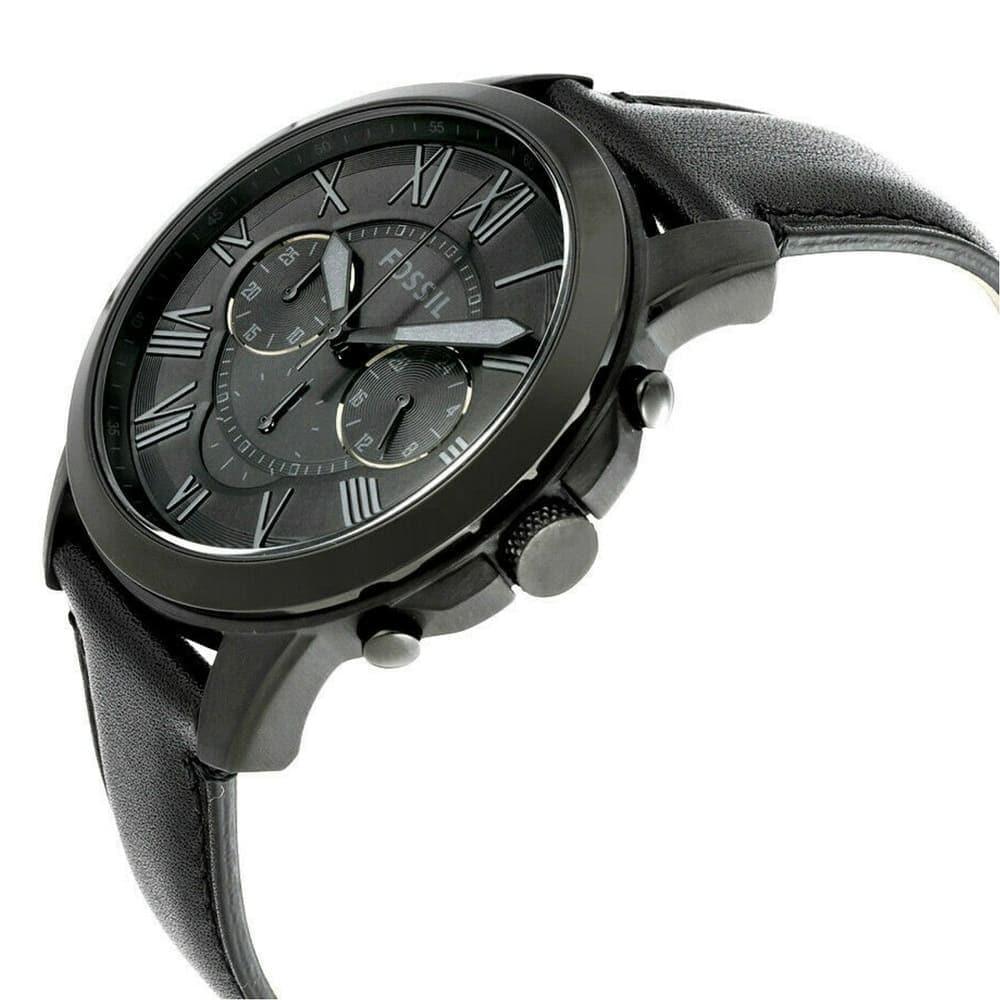  Shop Authentic Fossil Grant Chronograph Black Dial Black Leather Strap Watch for Men - FS5132 - Luxxuri