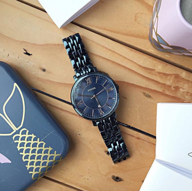  Shop Authentic Fossil Jacqueline Blue Dial Blue Steel Strap Watch for Women - ES4094 - Luxxuri