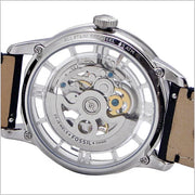  Shop Authentic Fossil Townsman Automatic Skeleton Silver Dial Black Leather Strap Watch for Men - ME3041 - Luxxuri