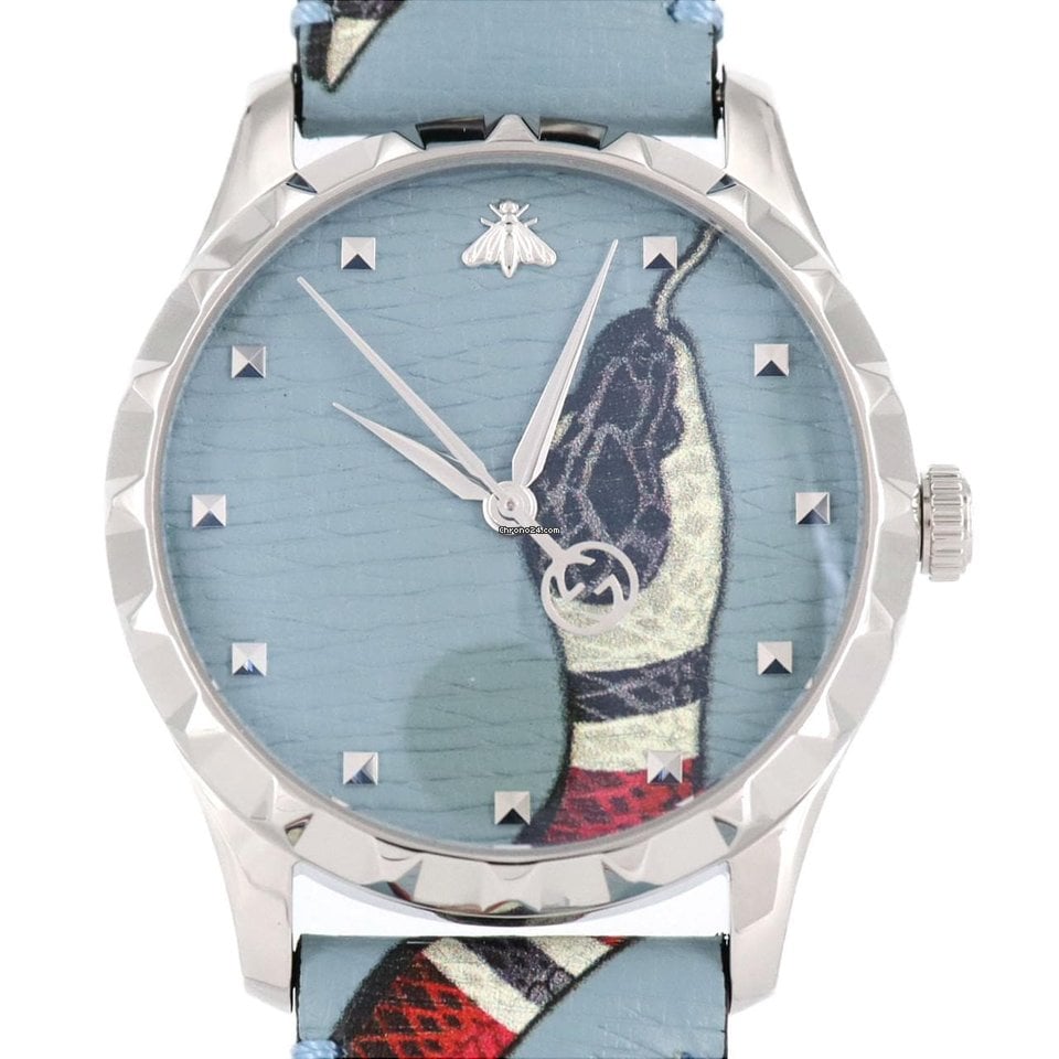  Shop Authentic Gucci G Timeless Quartz Blue Dial Blue Leather Strap Watch For Men - YA1264080 - Luxxuri