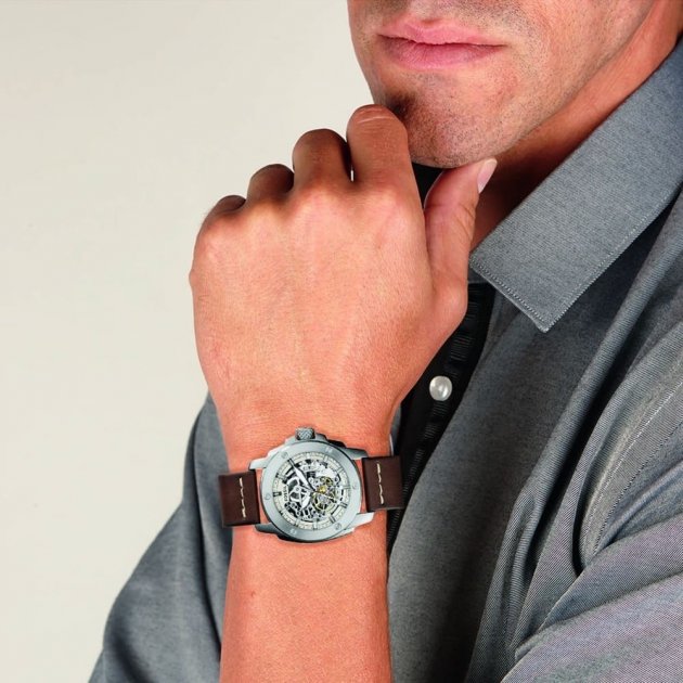 Shop Authentic Fossil Modern Machine Automatic Skeleton White Dial Brown Leather Strap Watch for Women - ME3083 - Luxxuri
