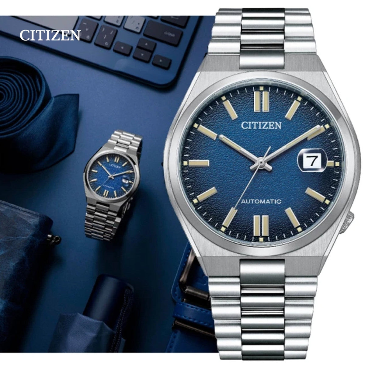  Shop Authentic Citizen Tsuyosa Automatic Dark Blue Dial Silver Steel Strap Watch For Men - NJ0151-88L - Luxxuri