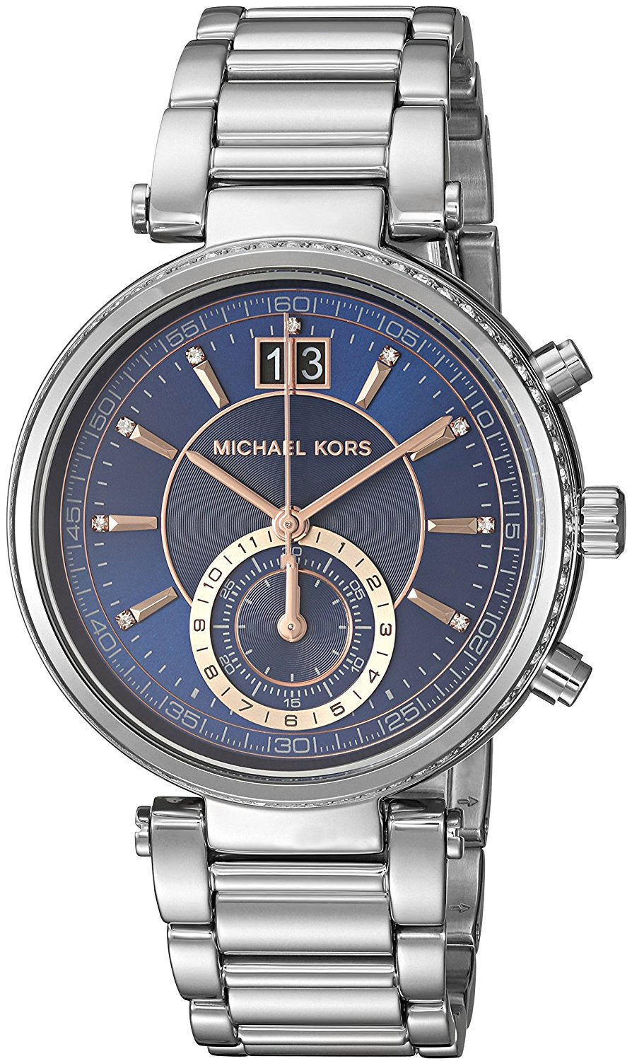 Shop Authentic Michael Kors Sawyer Navy Blue Dial Silver Steel Strap Watch for Women - MK6224 - Luxxuri