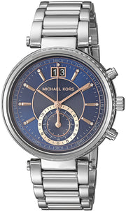 Shop Authentic Michael Kors Sawyer Navy Blue Dial Silver Steel Strap Watch for Women - MK6224 - Luxxuri