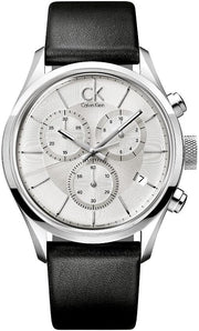  Shop Authentic Calvin Klein Masculine Chronograph White Dial Black Leather Strap Watch for Men - K2H27120 - Luxxuri