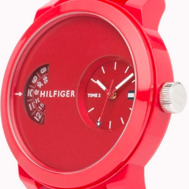  Shop Authentic Tommy Hilfiger Denim Red Dial Red Rubber Strap Watch for Men - 1791557 - Luxxuri