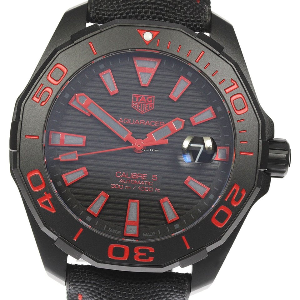  Shop Authentic Tag Heuer Aquaracer Caliber 5 Black Dial Black Nylon Strap Watch for Men - WAY208A.FC6381 - Luxxuri