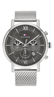  Shop Authentic Tommy Hilfiger Evan Grey Dial Silver Mesh Bracelet Watch for Men - 1710396 - Luxxuri