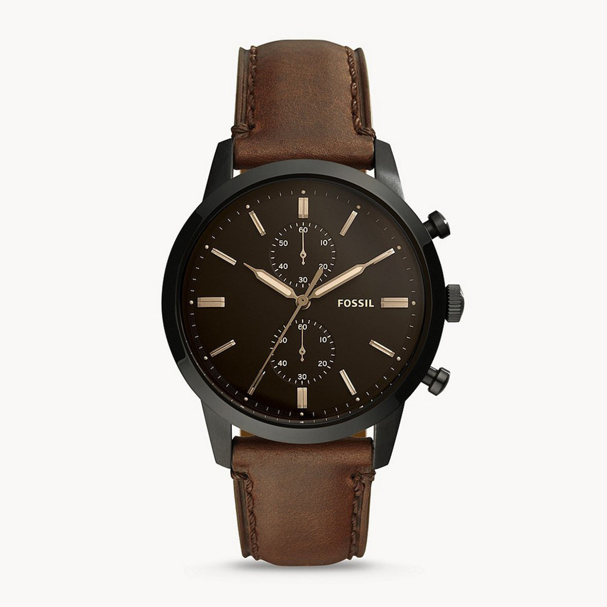  Shop Authentic Fossil Townsman Chronograph Black Dial Brown Leather Strap Watch for Men - FS5437 - Luxxuri