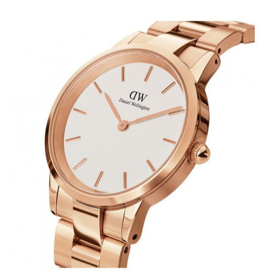  Shop Authentic Daniel Wellington Iconic Link White Dial Rose Gold Steel Strap Watch For Women - DW00100211 - Luxxuri