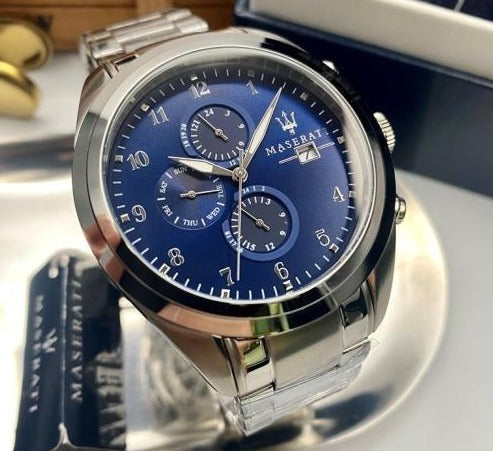  Shop Authentic Maserati Traguardo Blue Dial Silver Steel Strap Watch For Men - R8853112505 - Luxxuri