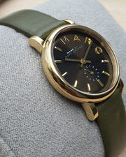  Shop Authentic Marc Jacobs Baker Olive Dial Olive Leather Strap Watch for Women - MBM1330 - Luxxuri