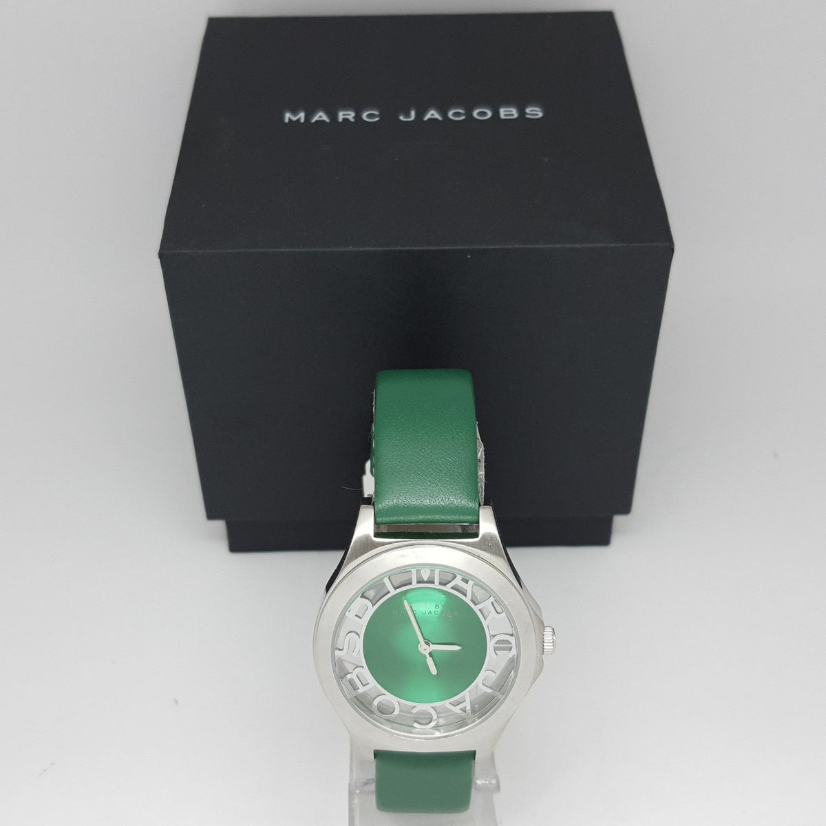  Shop Authentic Marc Jacobs Henry Skeleton Green Dial Green Leather Strap Watch for Women - MBM1336 - Luxxuri