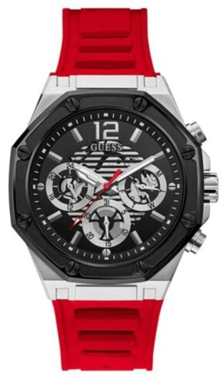 Shop Authentic Guess Momentum Black Dial Red Rubber Strap Watch for Men - GW0263G3 - Luxxuri
