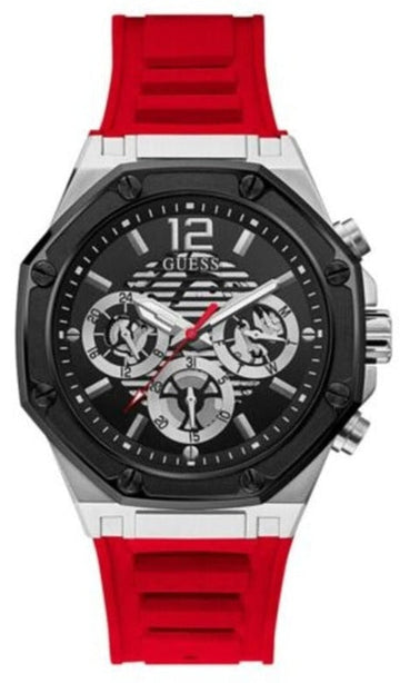  Shop Authentic Guess Momentum Black Dial Red Rubber Strap Watch for Men - GW0263G3 - Luxxuri