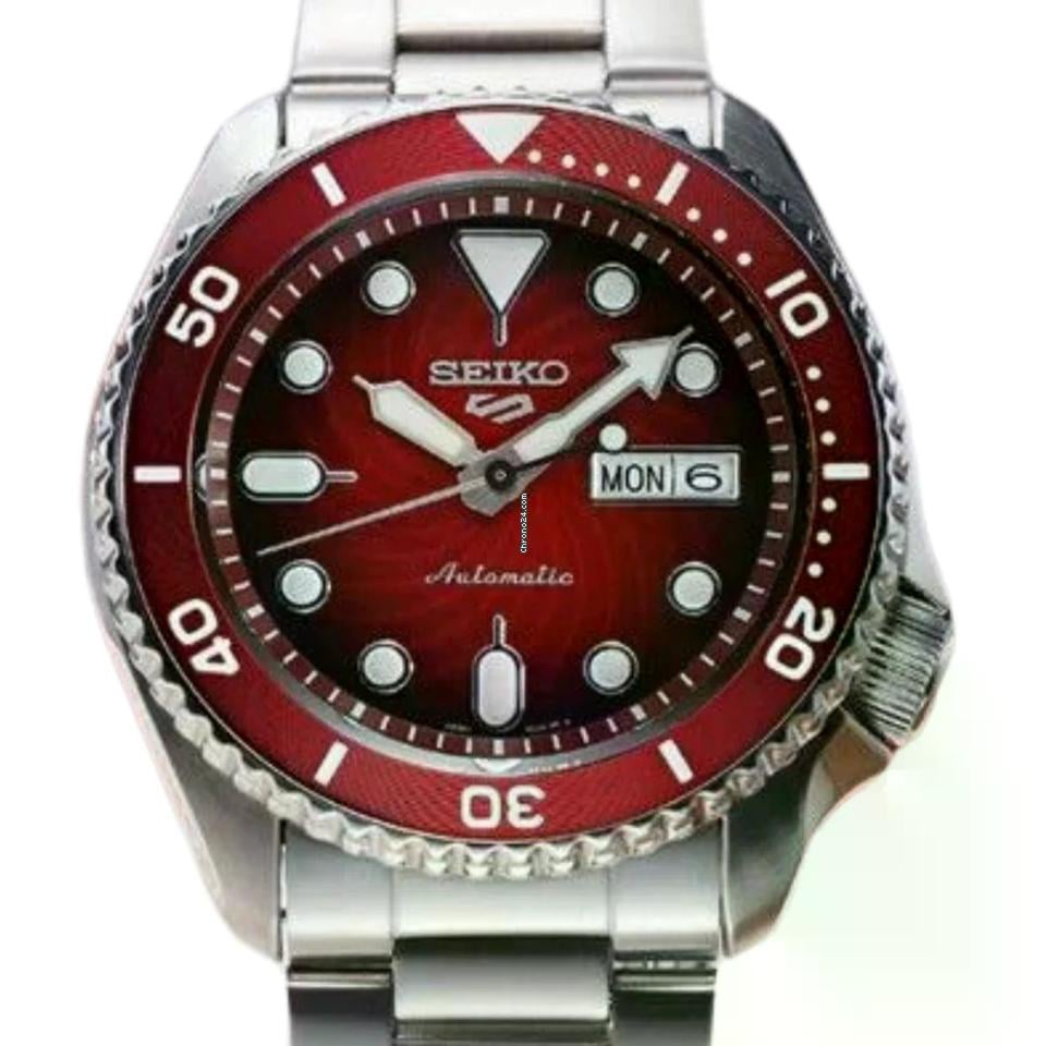  Shop Authentic Seiko 5 Sports Mechanical Limited Edition Red Dial Silver Steel Strap Watch For Men - SRPK63K1 - Luxxuri