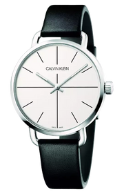  Shop Authentic Calvin Klein Even Silver Dial Black Leather Strap Watch for Men - K7B211CY - Luxxuri