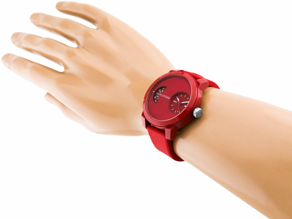  Shop Authentic Tommy Hilfiger Denim Red Dial Red Rubber Strap Watch for Men - 1791557 - Luxxuri