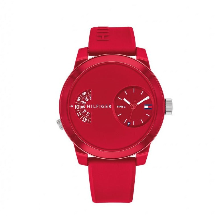  Shop Authentic Tommy Hilfiger Denim Red Dial Red Rubber Strap Watch for Men - 1791557 - Luxxuri