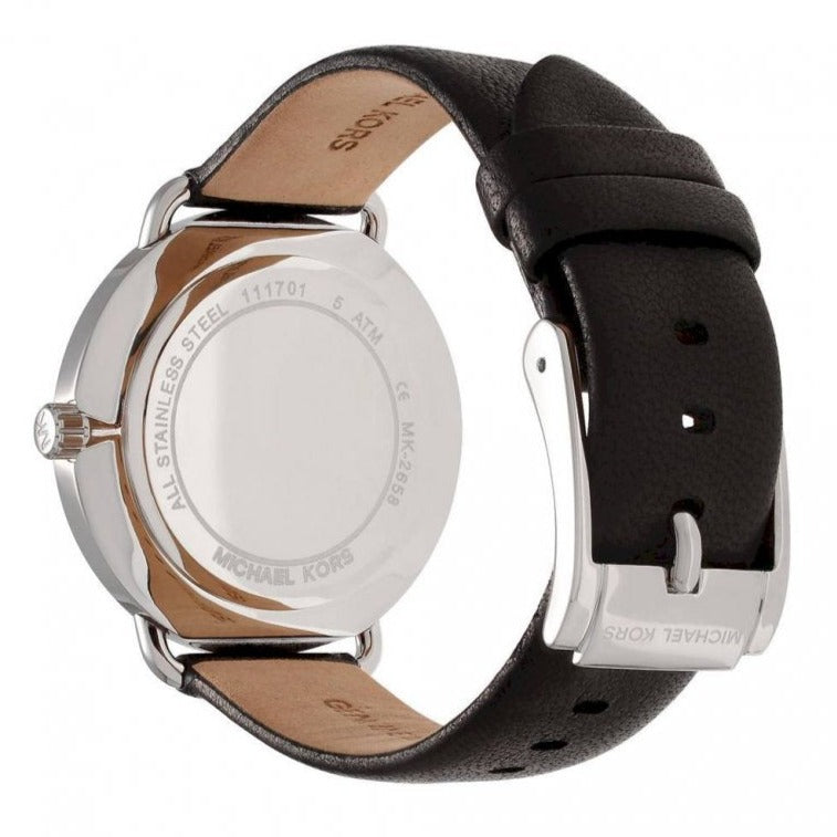  Shop Authentic Michael Kors Portia Quartz White Dial Black Leather Strap Watch For Women - MK2658 - Luxxuri