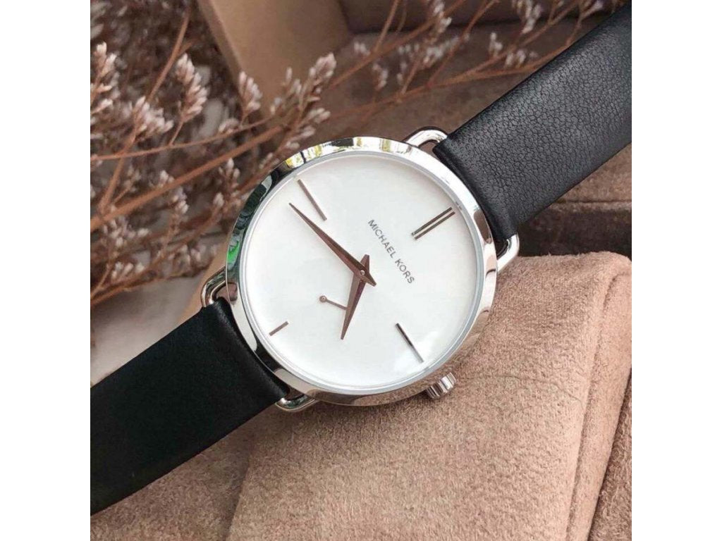  Shop Authentic Michael Kors Portia Quartz White Dial Black Leather Strap Watch For Women - MK2658 - Luxxuri