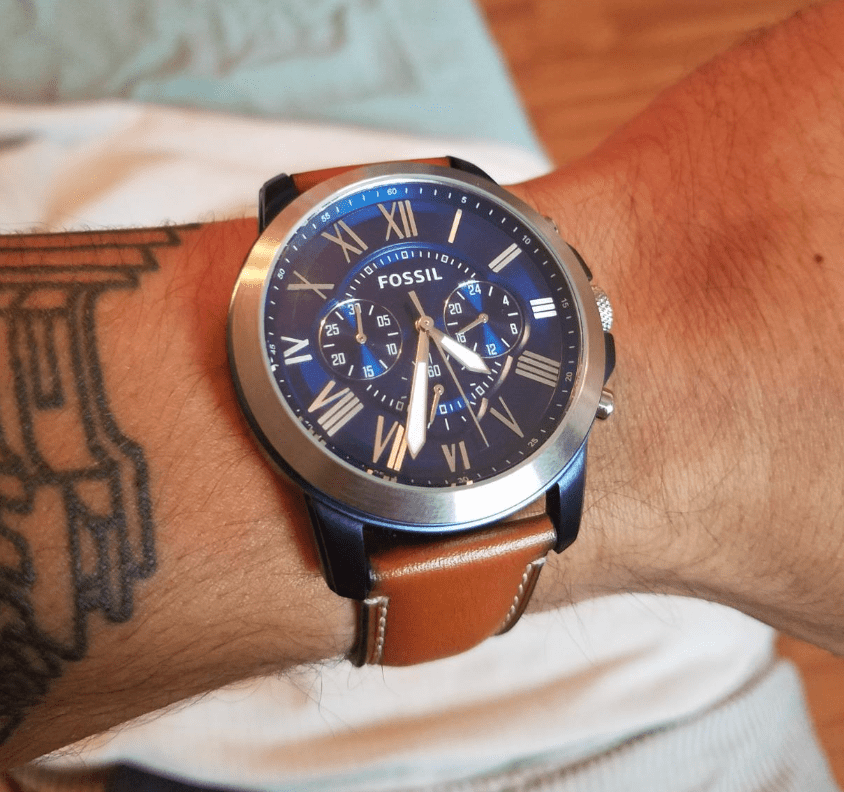  Shop Authentic Fossil Grant Chronograph Blue Dial Brown Leather Strap Watch for Men - FS5151 - Luxxuri