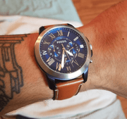  Shop Authentic Fossil Grant Chronograph Blue Dial Brown Leather Strap Watch for Men - FS5151 - Luxxuri