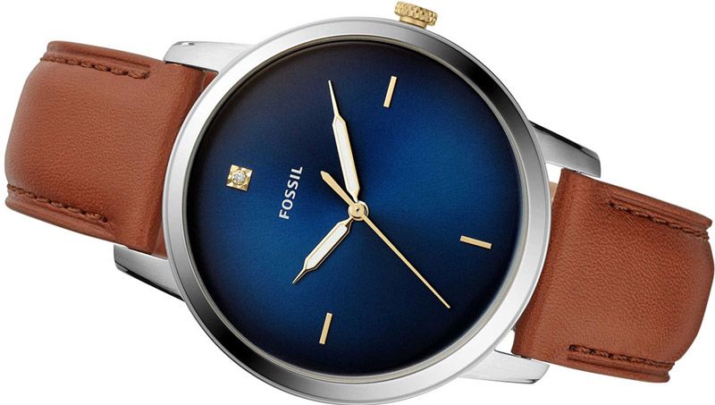  Shop Authentic Fossil The Minimalist 3H Blue Dial Brown Leather Strap Watch for Men - FS5499 - Luxxuri
