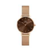  Shop Authentic Daniel Wellington Petite Amber Brown Dial Gold Mesh Strap Watch For Women - DW00100476 - Luxxuri
